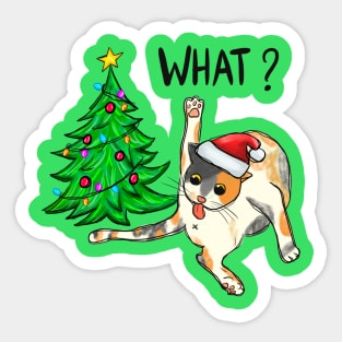 What? Funny Christmas Cat Sticker